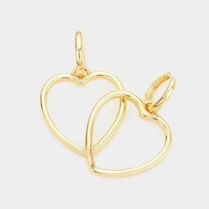 14K Gold Dipped Open heart Drop dangle Huggie Hoop Earrings.